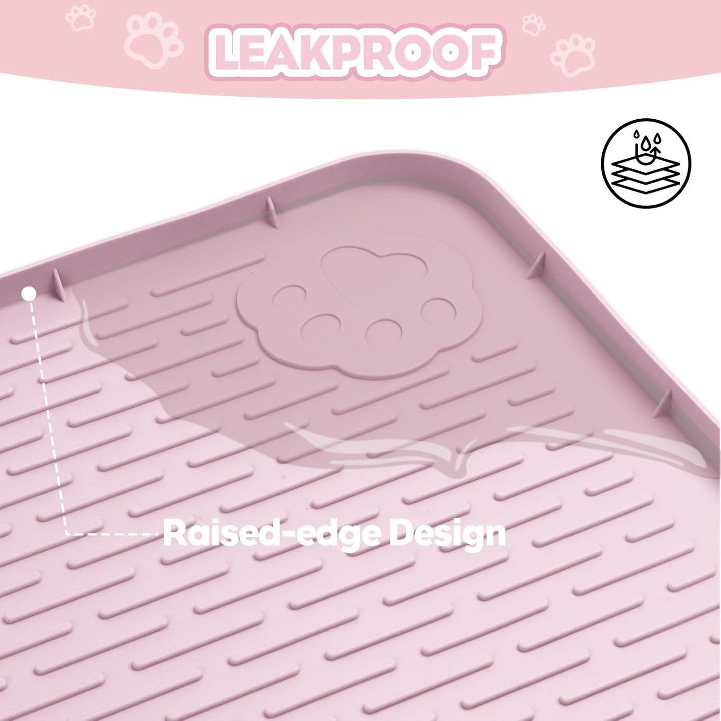 Cat Litter Mat, Extra Large 40" x 28" Silicone Mat Litter Trapping Mat for Scatter Control, Soft on Kitty Paws, Easy to Clean (Pink)