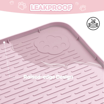 Cat Litter Mat, Extra Large 40" x 28" Silicone Mat Litter Trapping Mat for Scatter Control, Soft on Kitty Paws, Easy to Clean (Pink)