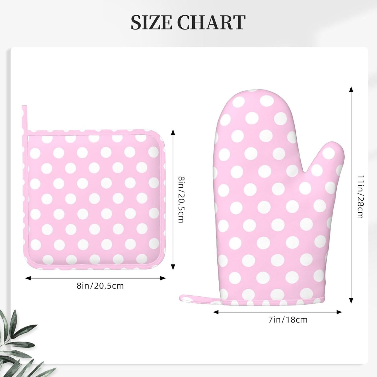 Light Pink Polka Dot Print B Oven Mitts and Pot Holders Sets - Heat Resistant Silicone Oven Mitts Pot Holders for Kitchen Cooking Baking, Non-Slip Ovens Gloves Hot Pads Potholders