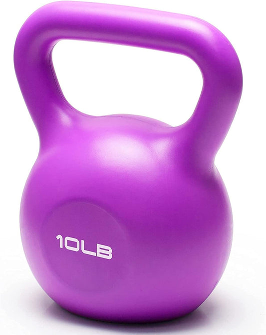SimpleL Color Kettlebells Vinyl Coated Solid Iron Exercise Weight Training Workout Equipment for Men & Women, Core Strength, Functional Fitness 5lbs, 10lbs, 15lbs, 20lbs