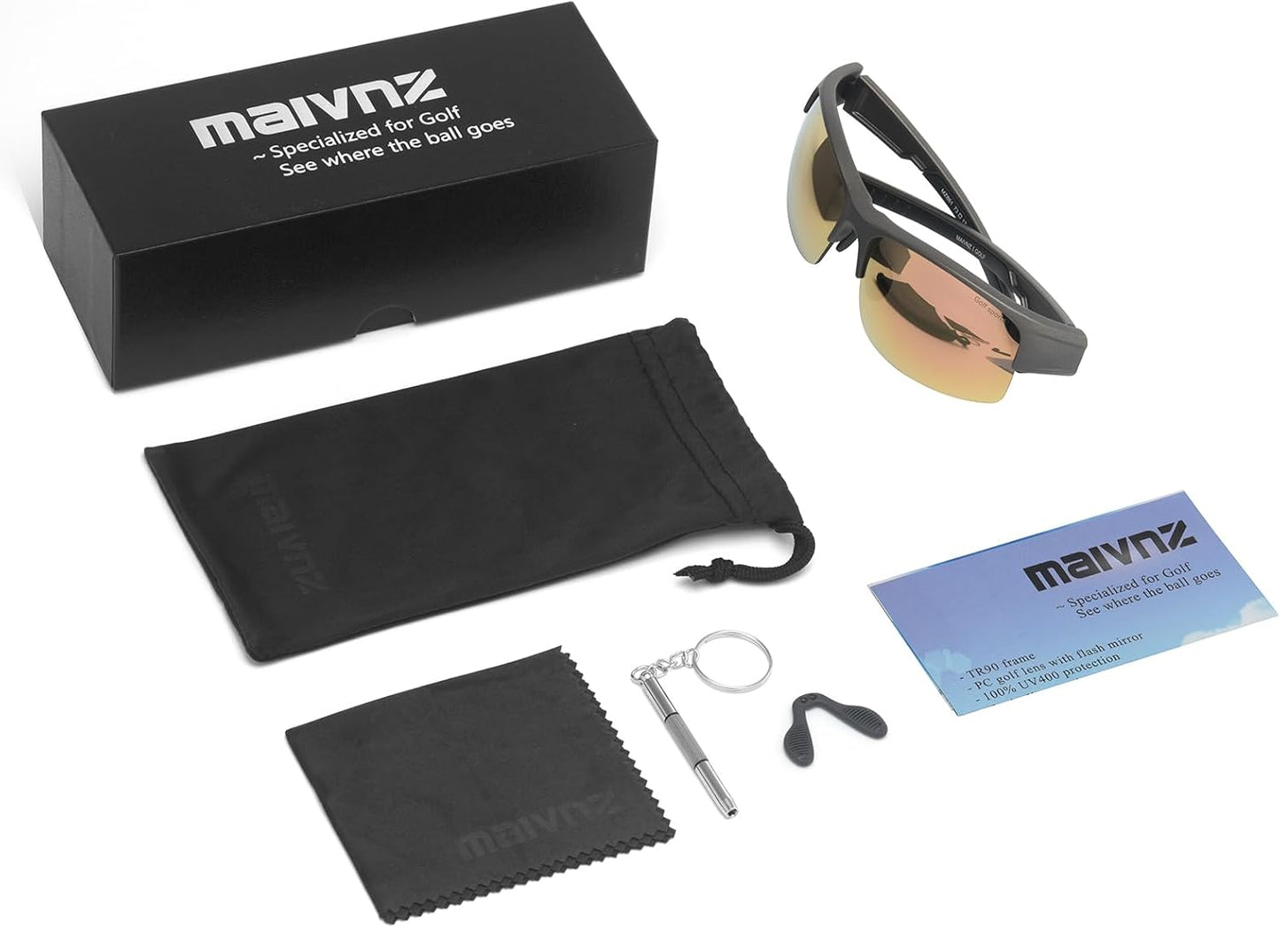maivnz HD Lightweight Golf Sunglasses for Men Women, Golf Ball Finder Glasses, UV400 Eyewear & Golf Gifts for Golfers