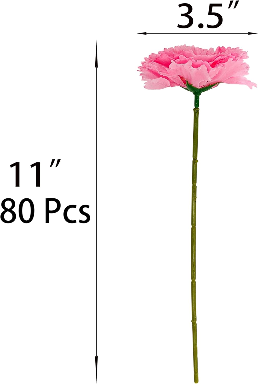 Pink Carnations Artificial Flowers Heads, 80pcs 3.5'' Fake Faux Silk Flower Heads with Stem for DIY Wreath,Flower Wall, Handmade Flowers, Table Centerpieces, Baby Shower, Graduation Decor
