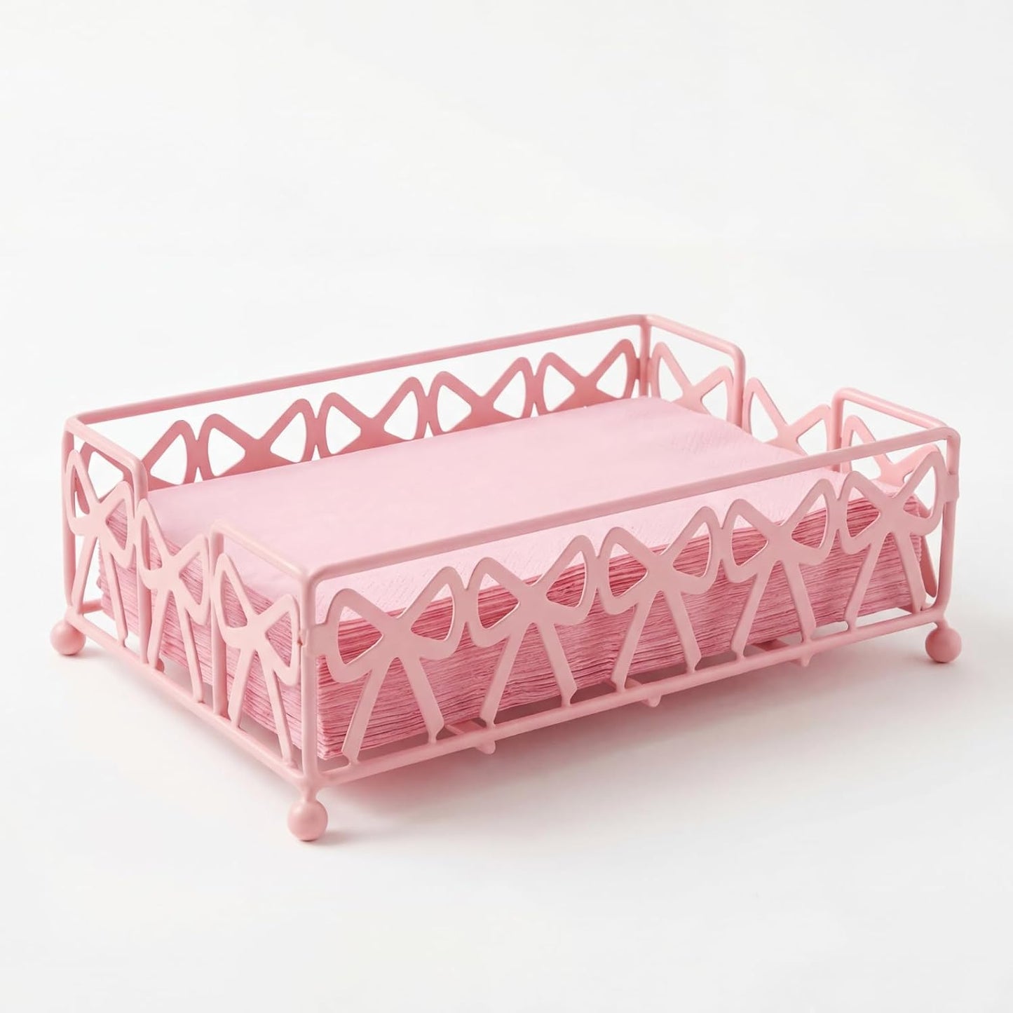 Hushee Pink Bow Guest Towel Rack Tray, Suitable for Bathroom - Disposable Towel Storage Rack, Modern Decoration Bathroom Accessory, for Guests to Use and Decorate