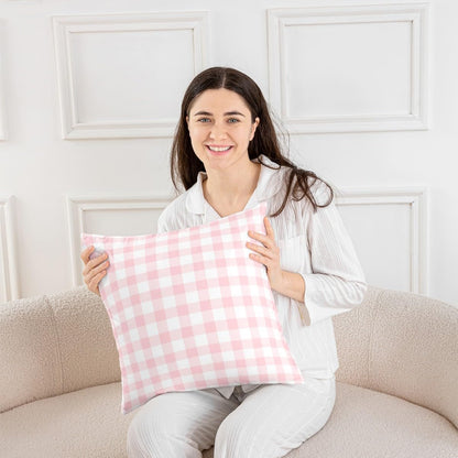 Pink White Throw Pillow Covers 24 x 24-Inch Set of 2 Buffalo Check Cushion Case for Kids Teens Adults Plaid Decor Pillowcase Geometric Modern Art Indoor Outdoor Room Decor Zipper All Season Soft