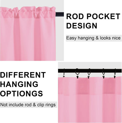 Hiasan Valance Curtains for Kitchen, Living Room, Basement, and Bathroom Windows, Small Window, Farmhouse Solid Short Topper, Short Rod Pocket Curtain Panels - 52 x 18 Inches, Light Pink, 1 Panel
