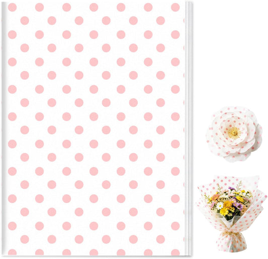 MUNILAIL 100 Sheets Light Pink Polka Dot Tissue Paper 14 x 20 Inches Pink and White Tissue Paper Dot Printed Gift Wrapping Paper for Birthday Wedding Baby Shower Gift Packing DIY Crafts