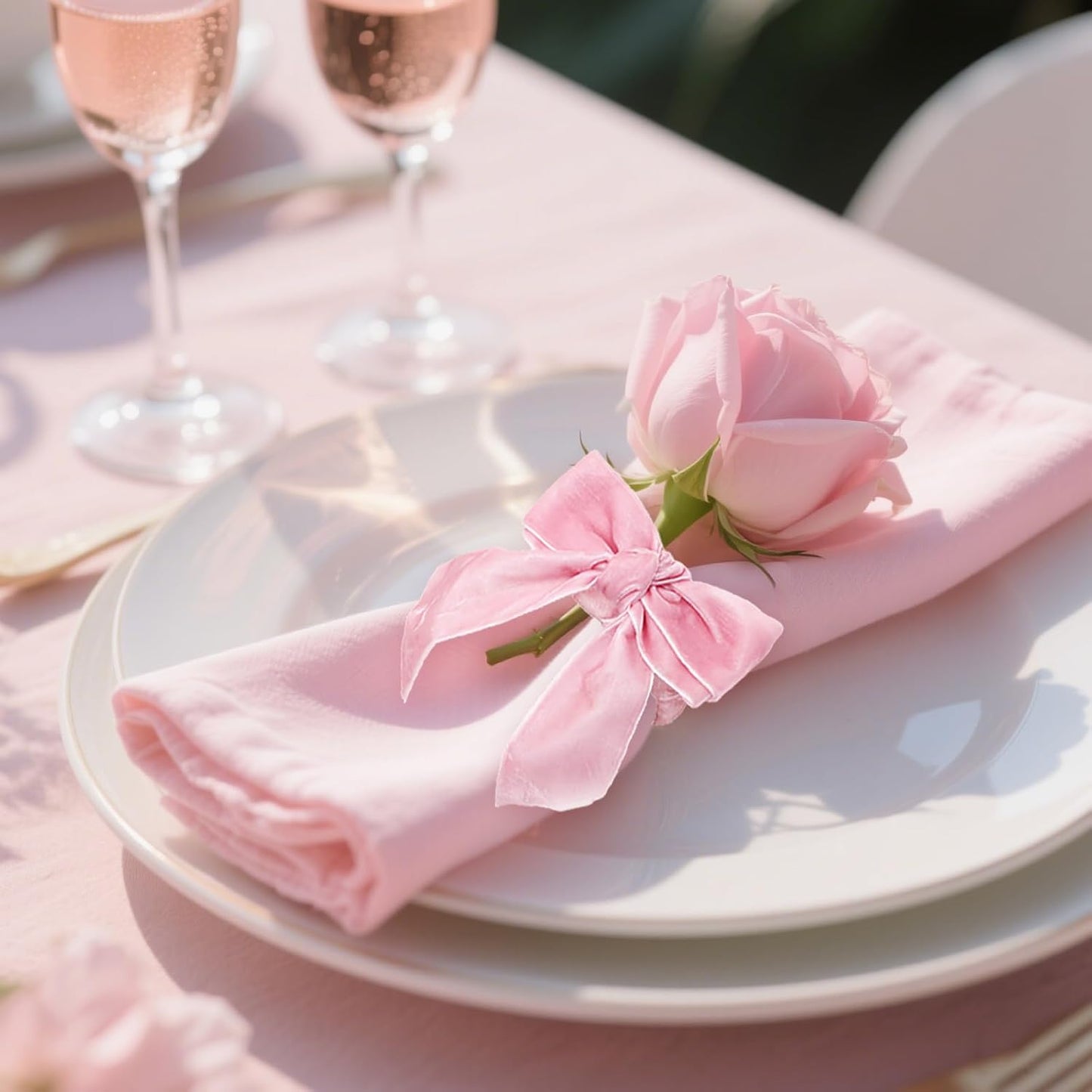 Bow Napkin Rings Set of 6 Velvet Bow Napkin Holder Rings for Valentine's Day Holiday Banquet Decor,Pink Cloth Napkin Ring for Wedding Anniversary Gatherings Daily Dinner Table Setting