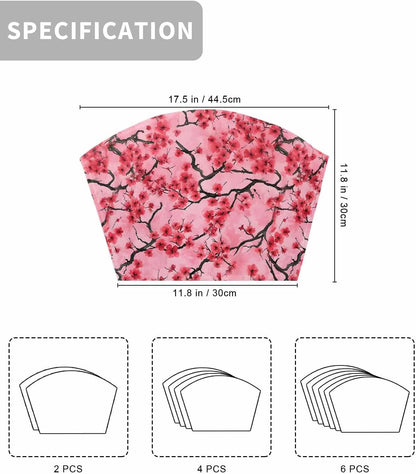 Chinese Flowers Placemats Set of 6 for Dining Table, Woven Round Table Placemats, Spring Pink Peach Blossoms Floral Table Mats Washable Wedge Placemat Indoor/Outdoor Patio Kitchen Décor