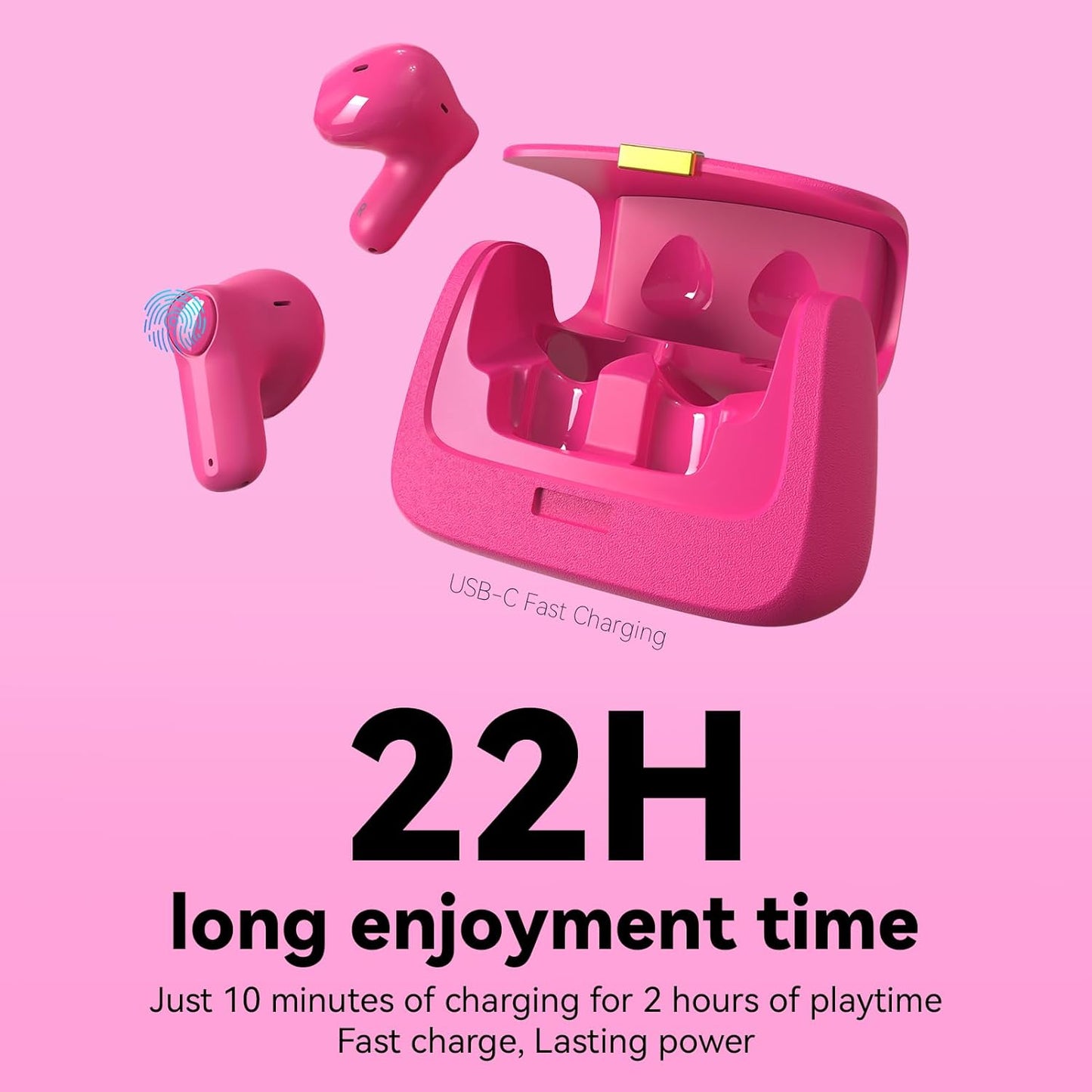 ANCwear Cute Pink Wireless Earbuds for Girls, Bluetooth 5.3 Ear Buds with Mini Handbag Charging Case, DIY Stickers, 22H Battery Life, Fashion Gift for Women Teens, Rose Pearl