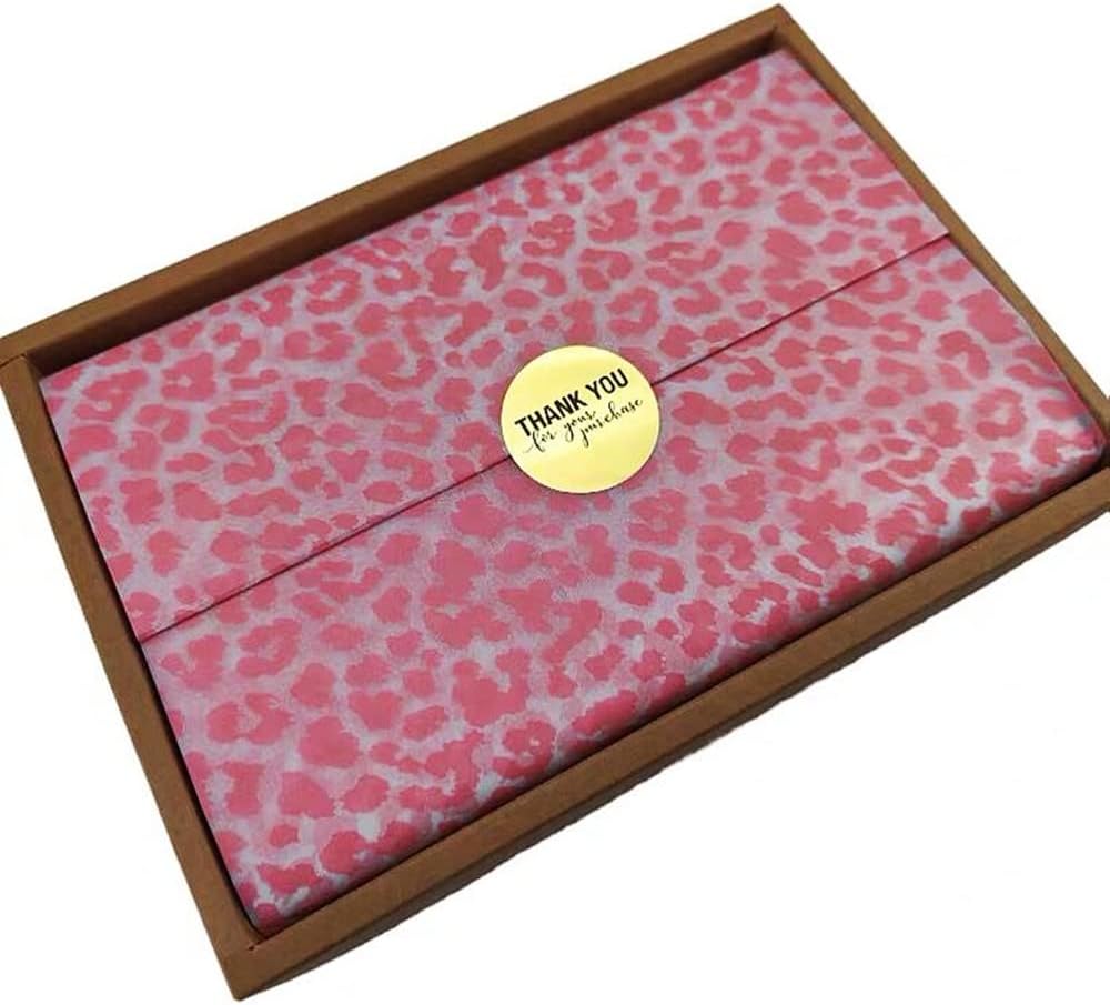 25 Sheets Pink Leopard Pattern Bulk Tissue Gift Wrap 19.7 x 27.5 Inch Gift Bags Decor Tissue for Birthday Wedding DIY Art Craft