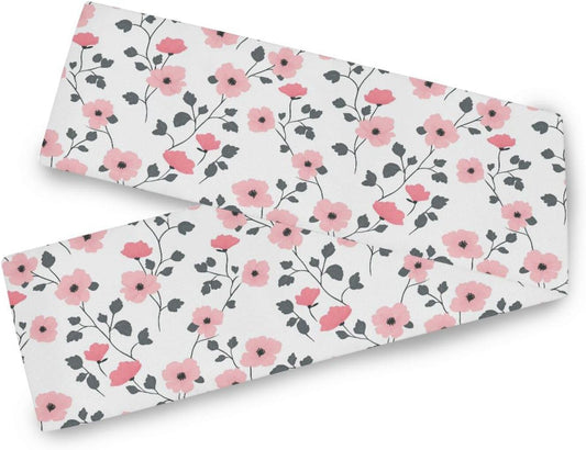Boho Simple Style Florals Peach Autumn Table Runner, 13x70inches, Wedding Decorations Reusable White Table Runner 70" Long