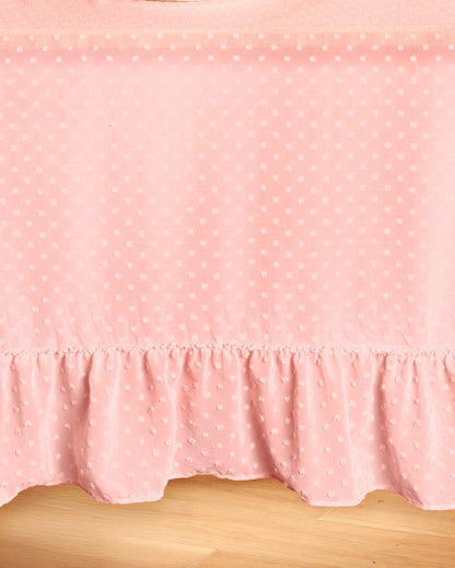 xo, Fetti Ruffle Tablecloth - Pink Polka Dot | Tea Party, Sheer Baby Pink Tablecloth, Party Decorations, Girly Decor, Coquette, Pastel