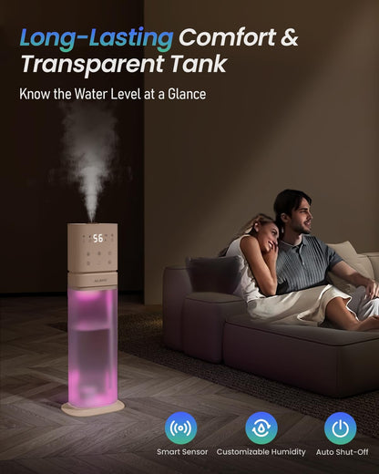 Humidifiers for Bedroom 2.1Gal/8L, Smart Humidifier for Large Room, Cool Mist Humidifiers for Home Kids Baby Plants, Top Fill Humidifier with Extension Tube, WIFI APP & Voice Control, Pink