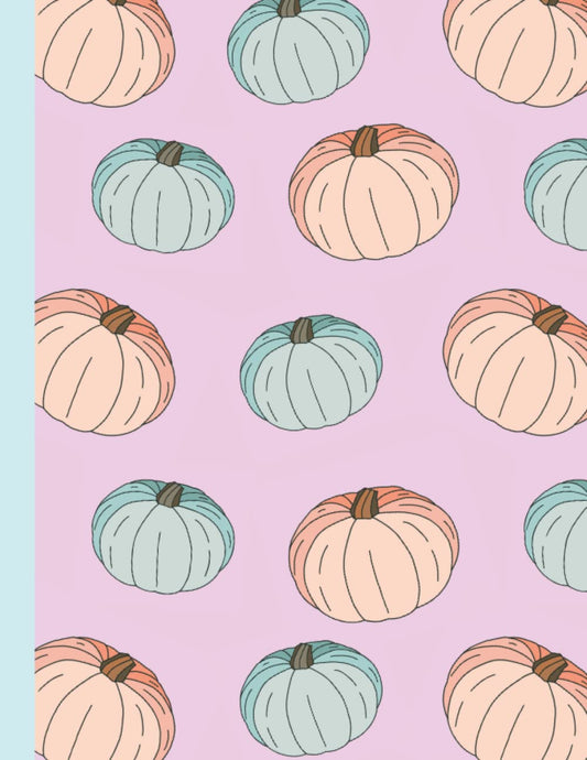 Fall - Pastel Pumpkin Notebook - 8.5 x 11 inches - Pink & Peaches: Composition Notebook