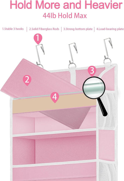 TAHAVICE 2 Pack Over The Door Storage Organizer with 5 Pockets 10 Mesh Pockets, 44 lbs Weight Capacity Door Hanging Organizers and Storage for Bedroom,Bathroom,Nursery,Kidroom,Babyroom