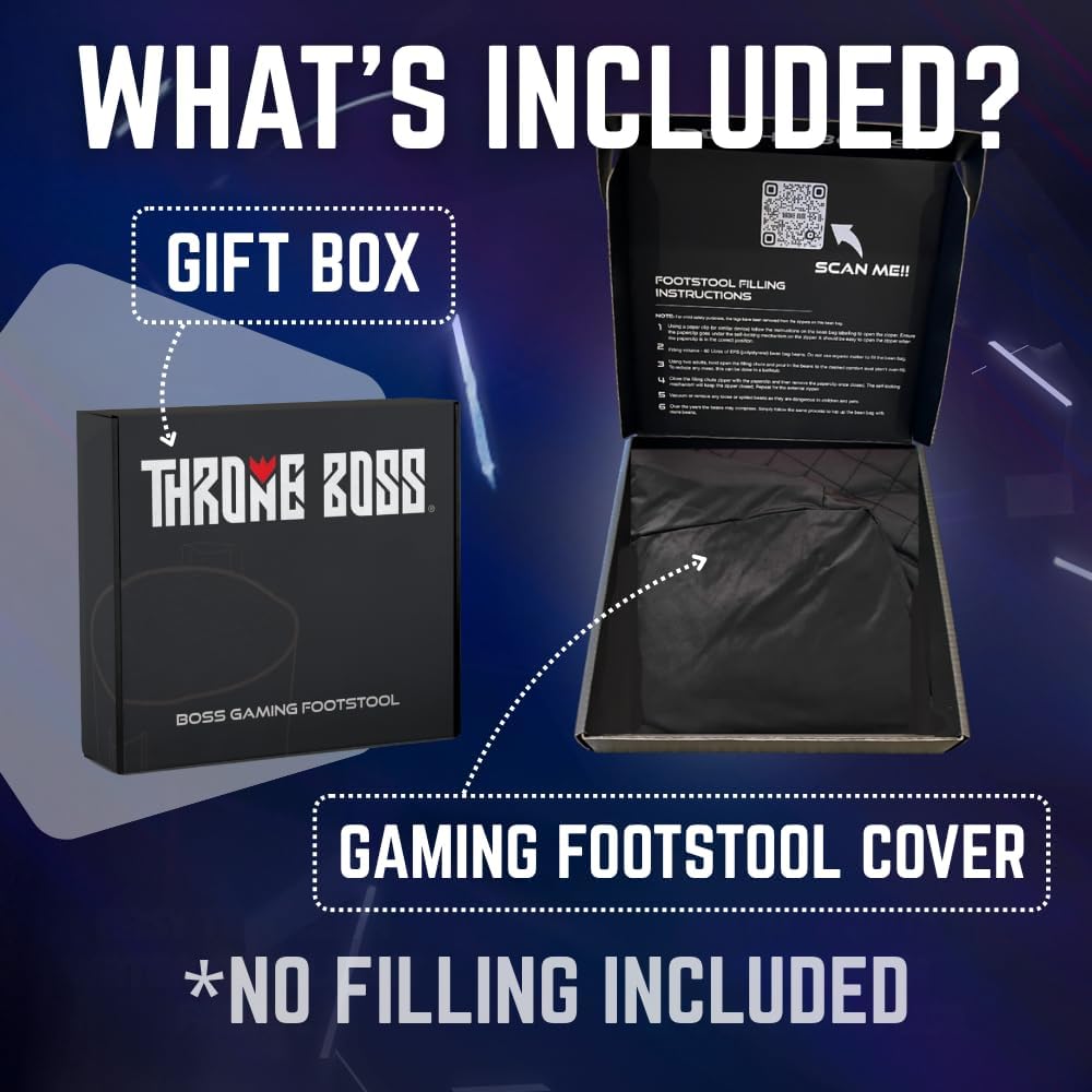 Throne Boss Gaming Footstool - Cover ONLY No Filling - Matching Bean Bag Chair Pouf/Ottoman - Round Gamer Foot Stool Footrest with Drink Holder (Pink)
