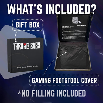 Throne Boss Gaming Footstool - Cover ONLY No Filling - Matching Bean Bag Chair Pouf/Ottoman - Round Gamer Foot Stool Footrest with Drink Holder (Pink)