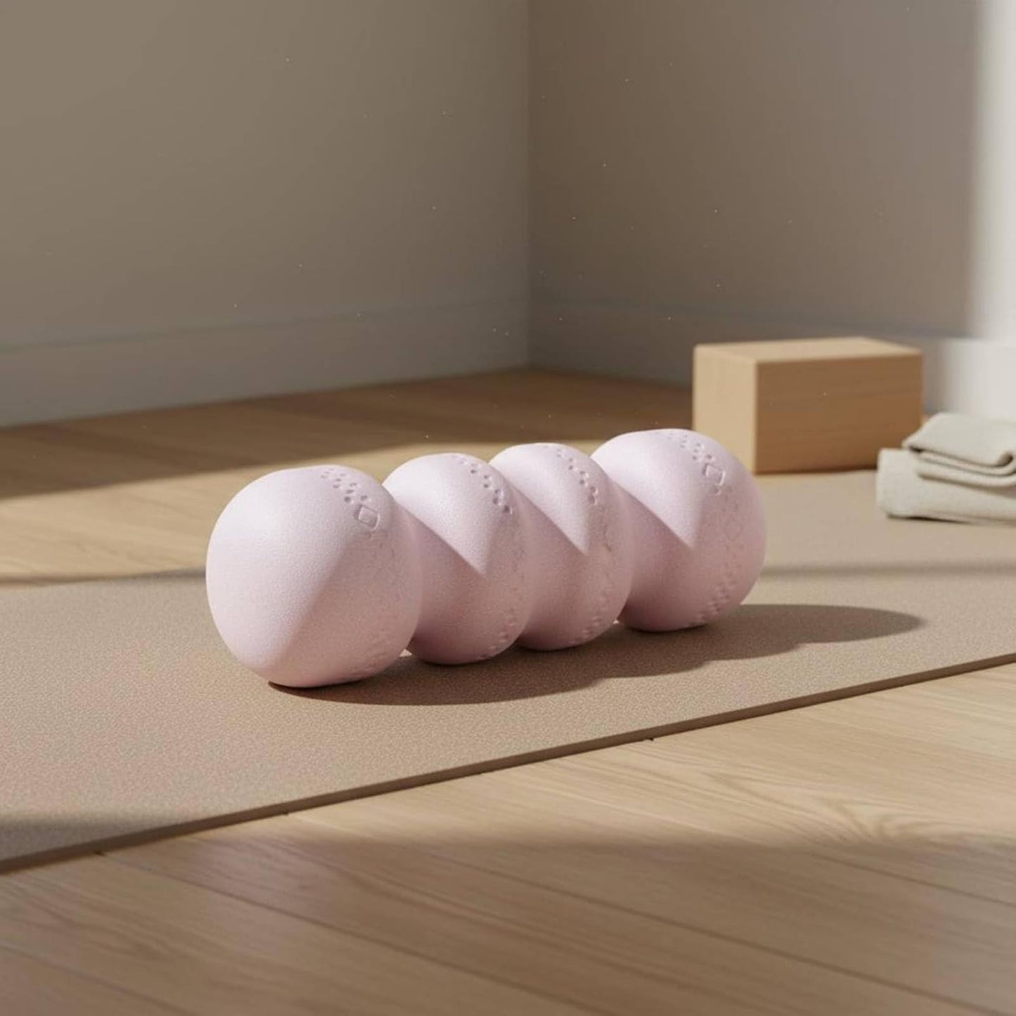 Wavy Foam Roller Deep Tissue Massage Expanded Polypropylene Foam Roller Lightweight Stretching Column for Athletes, Runners, Home Gym, Post-Workout, Pink, Hardness 55