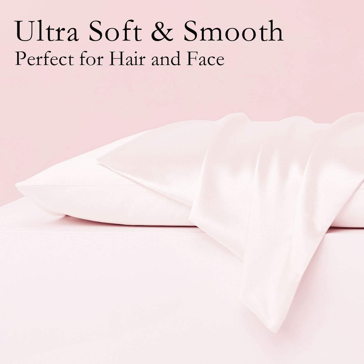 JOGJUE Silk Pillowcase for Hair and Skin 2 Pack 100% Mulberry Silk Bed Pillowcase Hypoallergenic Soft Breathable Both Sides Silk Pillow Case with Hidden Zipper, Pillow Cases (King, Light Pink)