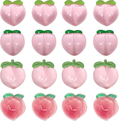 Honbay 40PCS Pink Peach Flatback Resin Charms Small Peaches Slime Charms Peach Resin Embellishments Cute Cartoon Fruit Food Resin Cabochons Crafts Decoration Accessories - 4 Styles