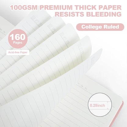 SUQJOY Lined Journal Notebooks for Writing, 100 GSM Thick Paper, 1 Pack Hardcover Notebooks, A5 College Ruled Notebook, Journaling Notebook for School/Travel/Office (Pink- 1 Pack)