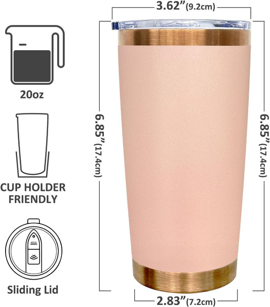 20 oz Tumbler Bulk Stainless Steel Tumblers with Lids and Straws, Double Wall Vacuum Insulated Travel Coffee Mug for Laser Engrave, Powder Coated Cups for Hot and Cold Drinks(Apricot,1 pack)