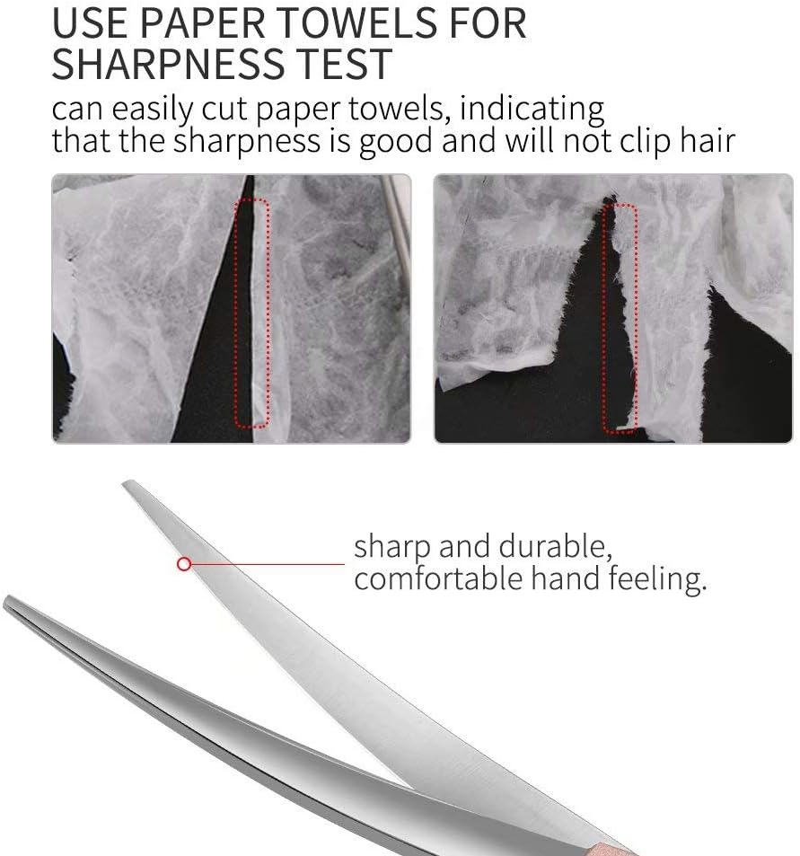 Professional Curved Dog Grooming Scissors 7'' Rose Gold 440C Stainless Steel Pet Cutting Shears Safety Trimming Shearing for Dogs Cats