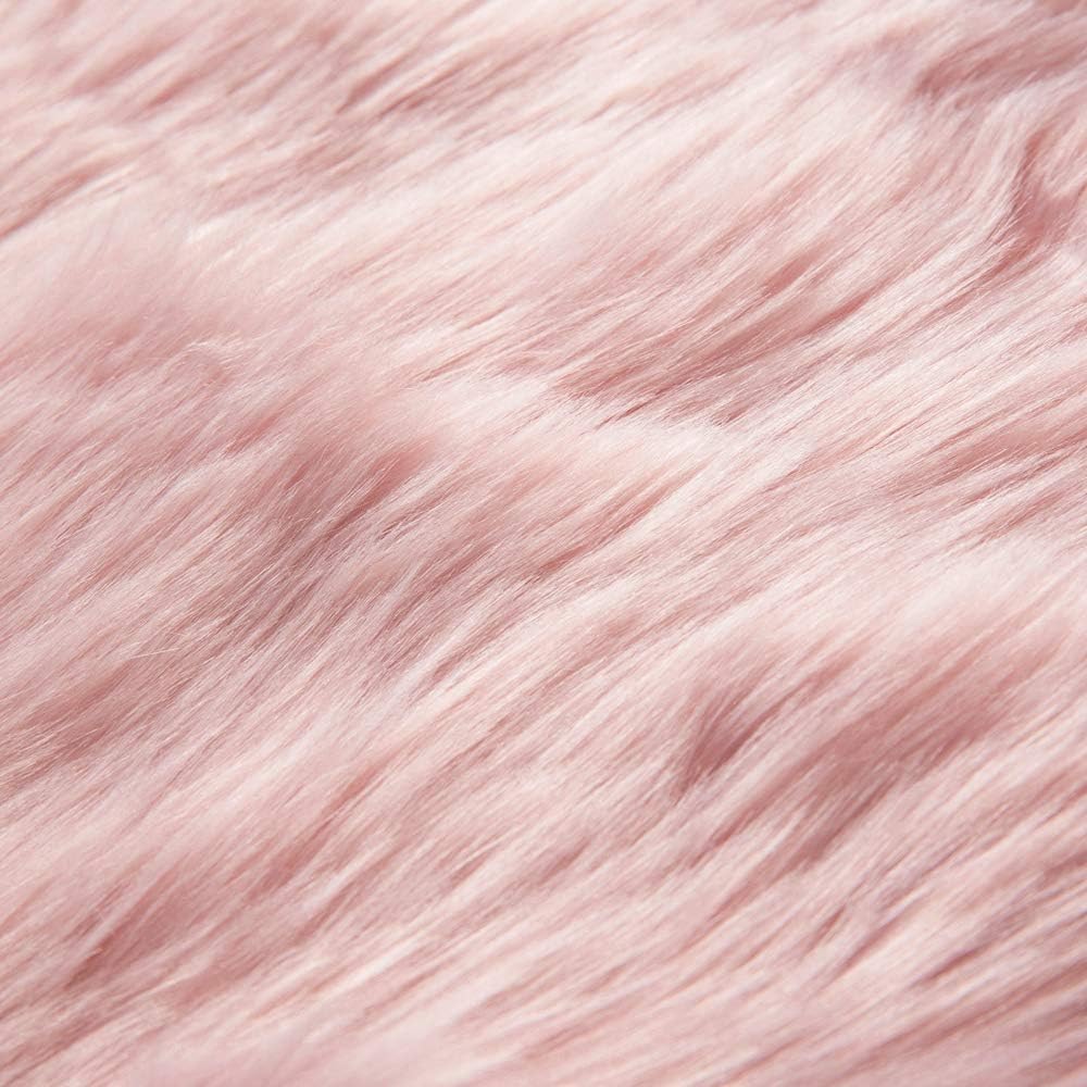 MIULEE Luxury Super Soft Fluffy Area Rug Faux Fur Sheepskin Rug Decorative Plush Shaggy Carpet for Bedside Sofa Floor 3 x 5 Feet, Pink