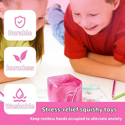2.2 Inch Slow Rise Fidget Toys,Squishies Ice Cube Shape, Sensory Toy for Kids, Stress Relief Squeeze Balls, Easter Basket Stuffers for Boys Girl(Pink)