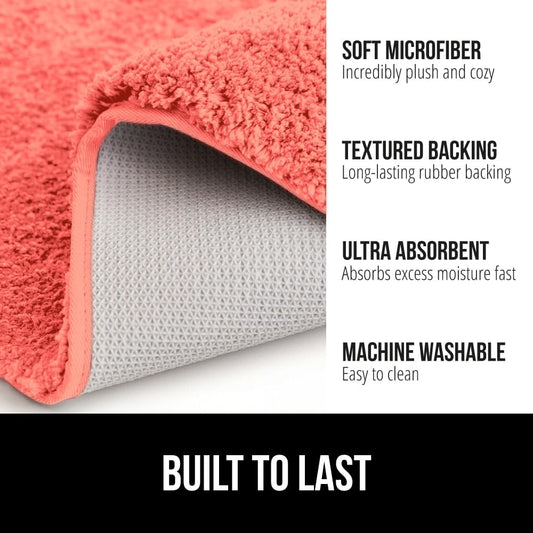 GORILLA GRIP Bathroom Rugs, Ultra Soft Absorbent Mat, Thick Plush Bath Rug, Machine Washable, Microfiber Quick Dry, Mats for Shower, Bathtub and Floor, Home Decor Accessories, 24x17, Coral