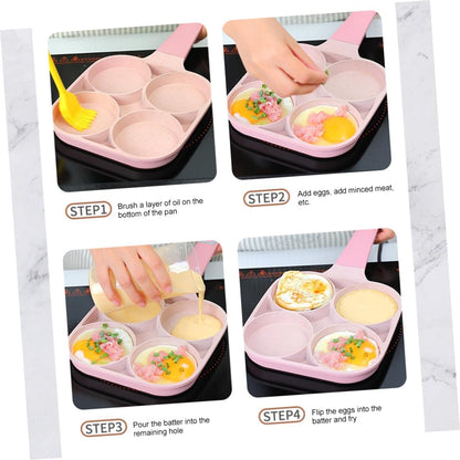 Angoily Non-stick Egg Frying Pan Aluminium Alloy Skillet for Omelets and Healthy Cooking Easy Clean Home Egg Cooker Lightweight Breakfast Mold in Pink