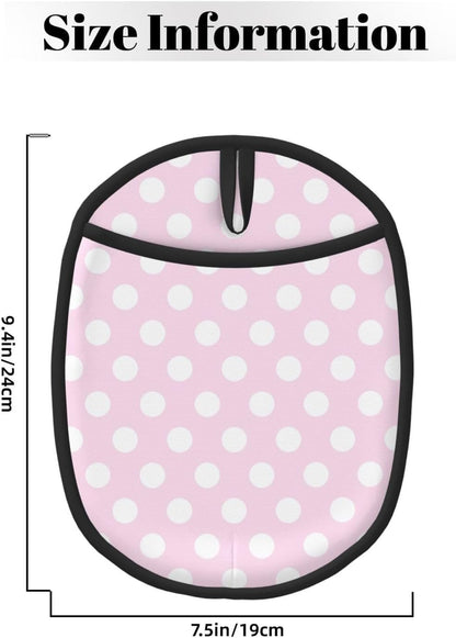 Pot Holders for Kitchen - Non Slip Silicone Oven Mitts Hot Pads, Heat Resistant Pot Holders, Light Pink Polka Dot Print A Hanging Loop Potholders for Baking Kitchen with Pocket