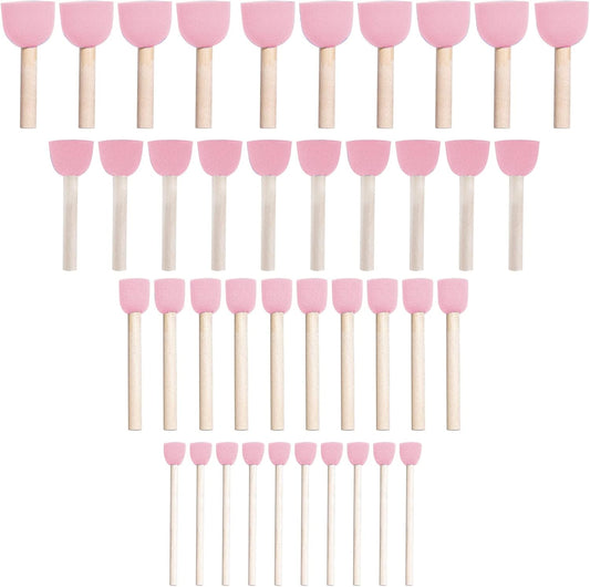 WAFJAMF 40 Pcs Assorted Size Round Sponges Brush Set, 4 Size DIY Paint Tools for Kids – Pink