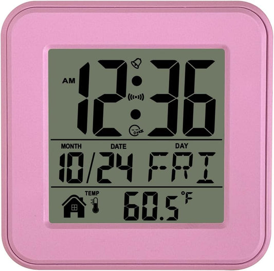 jomparis Small Digital Alarm Clock Battery Operated with Backlight Countdown for Bedroom Kids Room-Pink