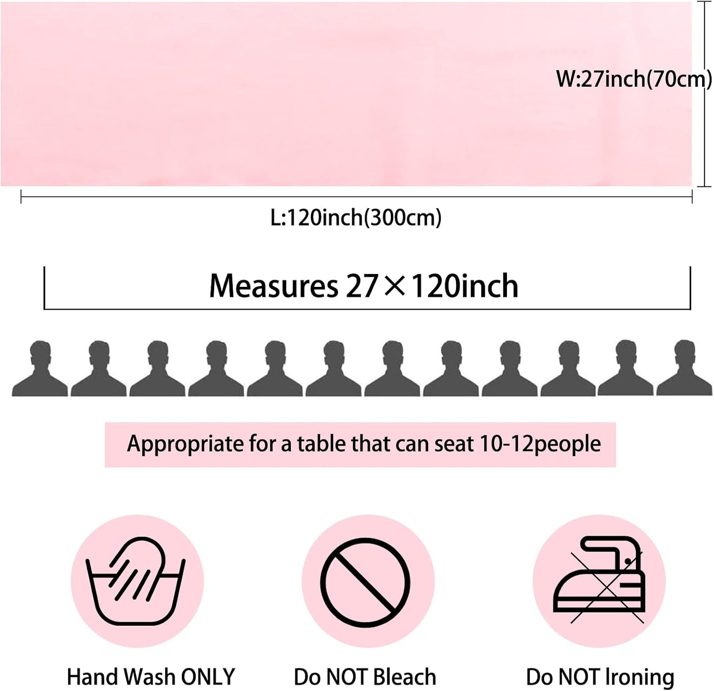 Fivenl 12 Packs Chiffon Table Runner - 27 x 120 Inches Sheer, Romantic for Wedding, Birthday, Party & Baby Shower Decoration (27" x 120", Pink)