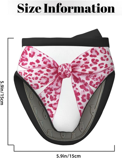 Light Pink Leopard Bow Mini Silicone Oven Mitts Heat and Slip Resistant Kitchen Mittens,Short Oven Gloves for Safe Cooking Baking & Grill,5.9"X5.9"