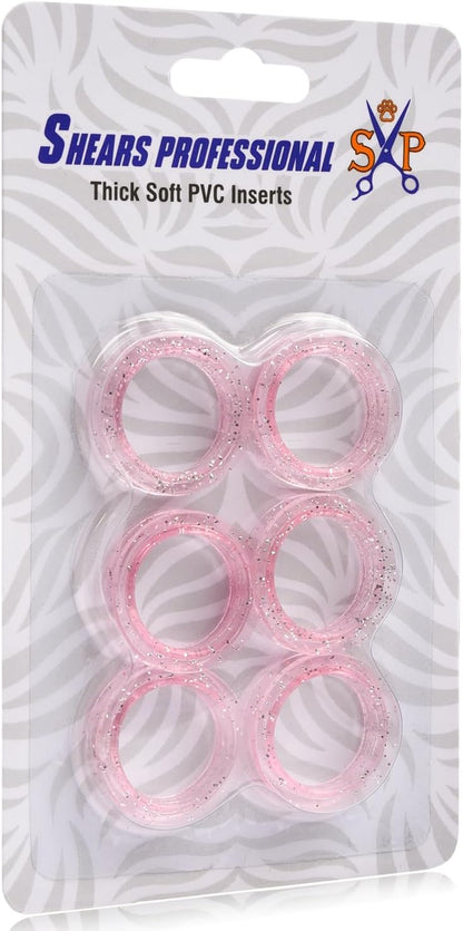 6 Pcs Soft Silicone Finger Rings - Pet Grooming Shear Ring Finger Insert - Accessories for Barber - Dog Hair Cutting Scissor(Pink)