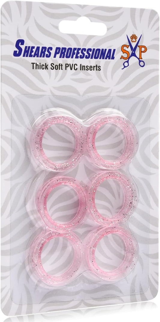 6 Pcs Soft Silicone Finger Rings - Pet Grooming Shear Ring Finger Insert - Accessories for Barber - Dog Hair Cutting Scissor(Pink)