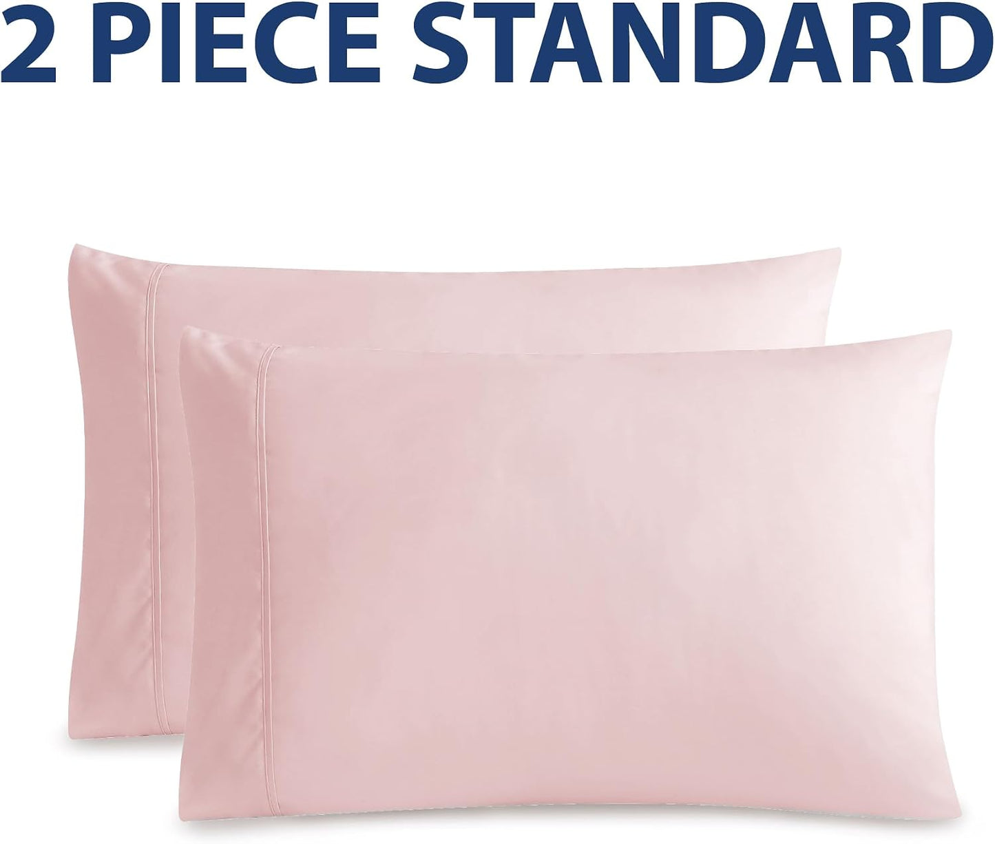 Cathay Home Hospitality 2-Piece Standard Pillowcase Set Hotel Collection - Twin, Twin XL, Full, Queen - Wrinkle & Fade Resistant Double Brushed Ultra Soft Microfiber - Blush, Standard (20" x 30")