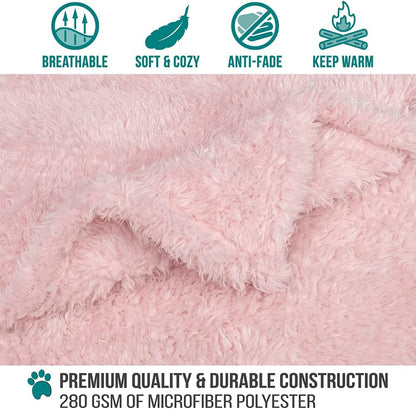 PetAmi Dog Blanket for Small Dogs Pink, Fluffy Soft Puppy Blanket, Sherpa Fleece Cat Blanket for Kitten Doggie, Calming Pet Blanket Throw for Couch Sofa Bed Washable, Small 24x32