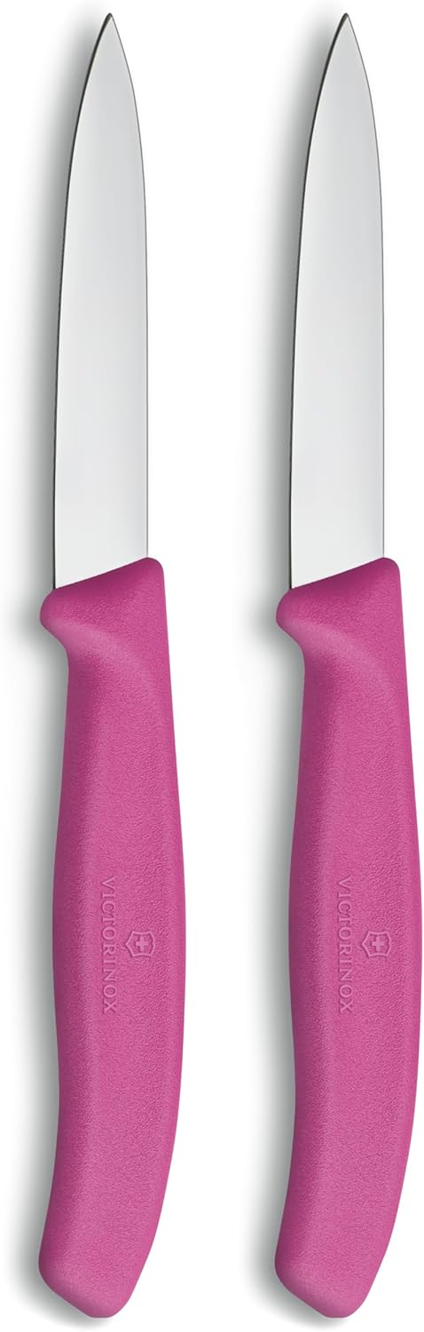 Victorinox Swiss Classic 2 Piece Paring Knife Set Straight Edge Pointed Tip - Pink