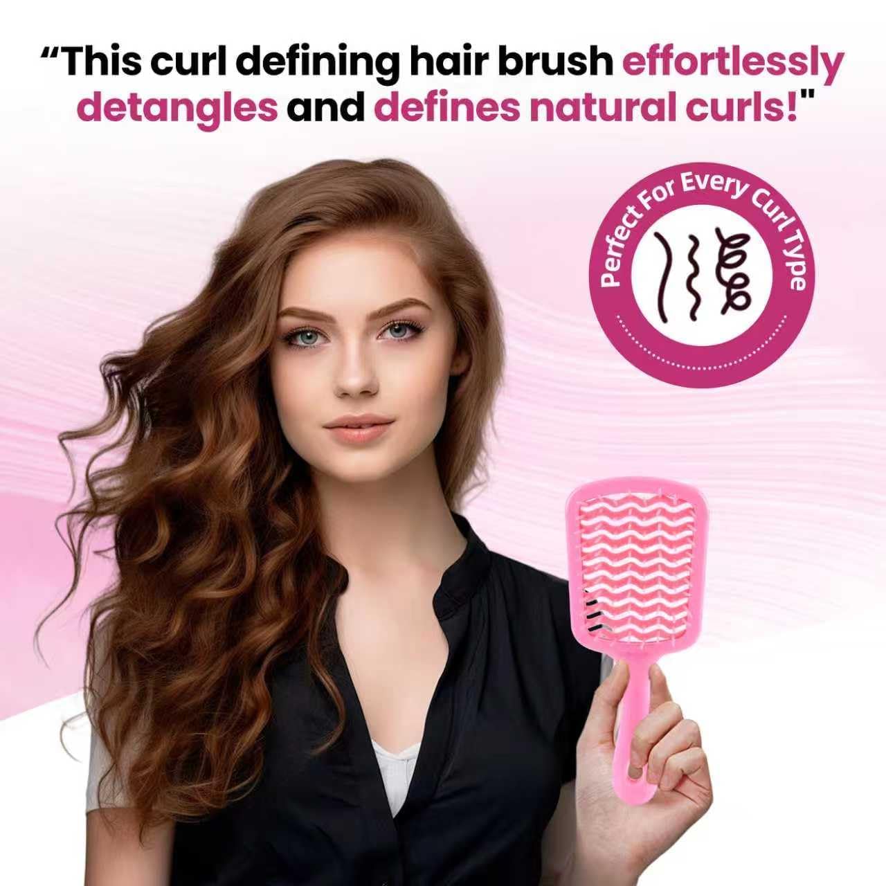 5 Pc Hair Brush Kit with Detangling Brush & Spray Bottle, 3 Soft-Bristle Hairbrushes for Girls, for Wet/Dry Hair, Adults and Children (pink)