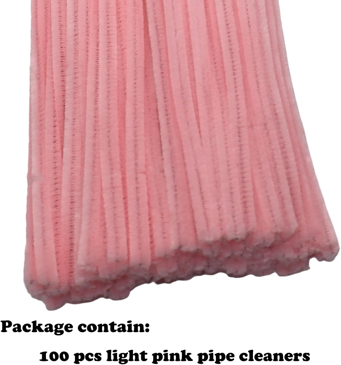 100 Pieces Light Pink Craft Pipe Cleaners,6mm x 12inch Thick Fuzzy Chenille Stem Sticks Pipe Cleaners for Craft Art DIY Projects Decorations