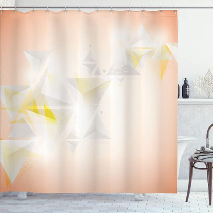 Ambesonne Abstract Shower Curtain, Geometric Triangle Shapes Ombre Little Big Shaped Modern Cool Art, Cloth Fabric Bathroom Decor Set with Hooks, 69" W x 75" L, Pale Peach