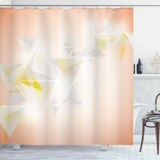 Ambesonne Abstract Shower Curtain, Geometric Triangle Shapes Ombre Little Big Shaped Modern Cool Art, Cloth Fabric Bathroom Decor Set with Hooks, 69" W x 75" L, Pale Peach