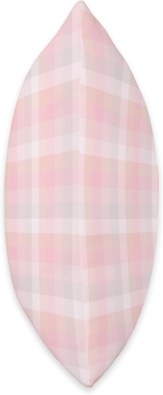 Cute Pastel Pink Peach Plaid Check Gingham Checkered Pattern Throw Pillow