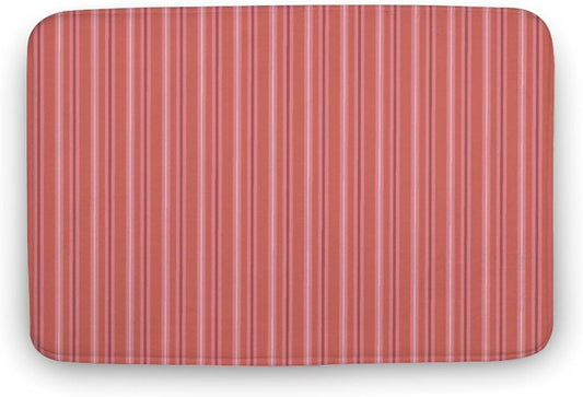 Trendy & Cute Pink Stripes Bath Mat Rug 24x16, Ultra Soft Bathroom Rug, Non Slip and Absorbent Bath Rug Carpet for Bathroom Floor, Tub and Shower