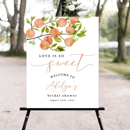 Love Is So Sweet Bridal Shower Signs, Peach Bridal Shower Welcome Sign #98