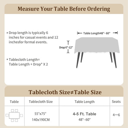 Laolitou Summer Pink Floral Table Cloth Rectangle Table, Embroidery Heavy Duty Cotton Linen Tablecloth, Farmhouse Rustic Waterproof Wrinkle Free Tablecloths with Tassels, Pink Flower, 55×75 Inch