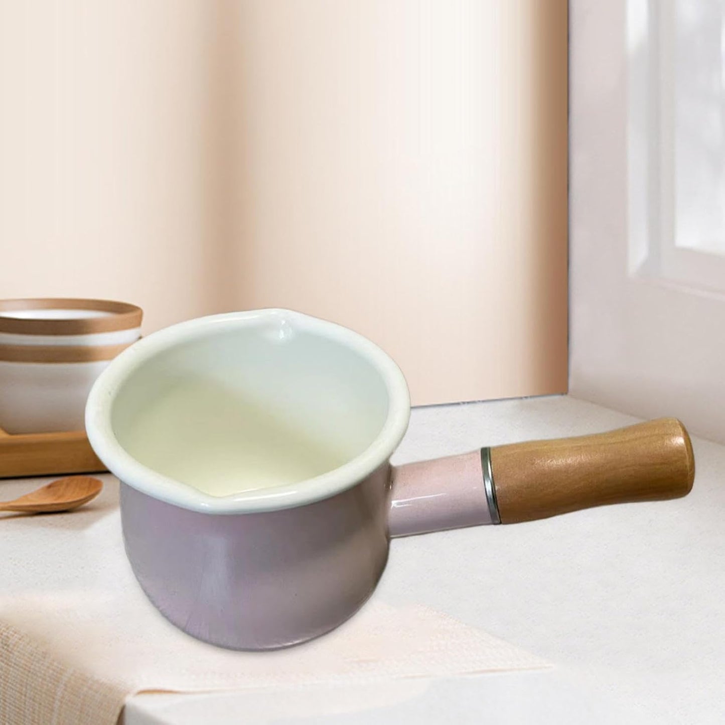 Petite Nonstick Pot with Elegant Bamboo Handle for Cooking, Pink
